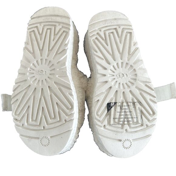 UGG FLUFFITA SLIDE Woman's White Shearling Platform Sandals Shoe Slipper Size 5 - Picture 5 of 9